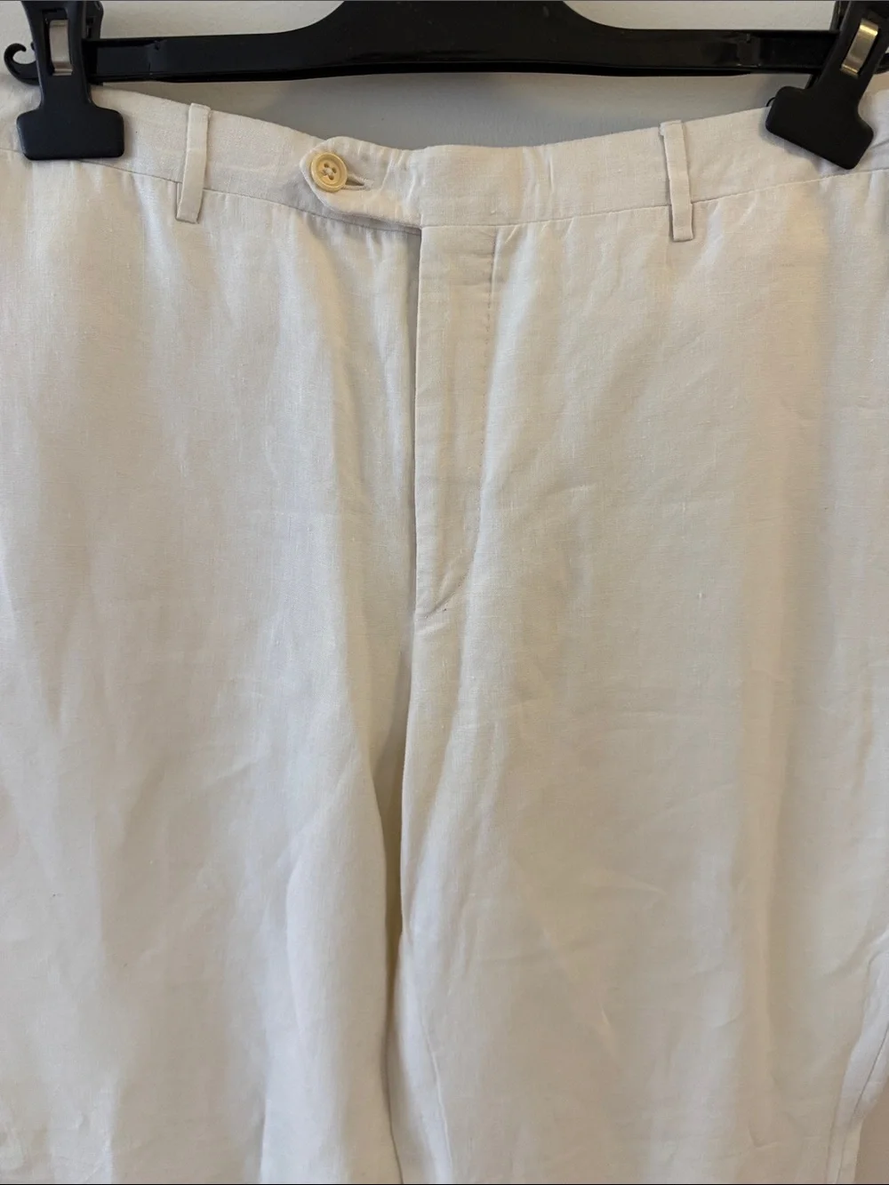 Corneliani 100 Linen Men’s Flat Front Straight Leg White Pants. Size IT 54 R.